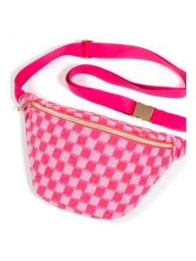 Pink Checkered Belt Bag